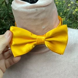 Solid Gold yellow satin bowtie prom wedding formal preppy